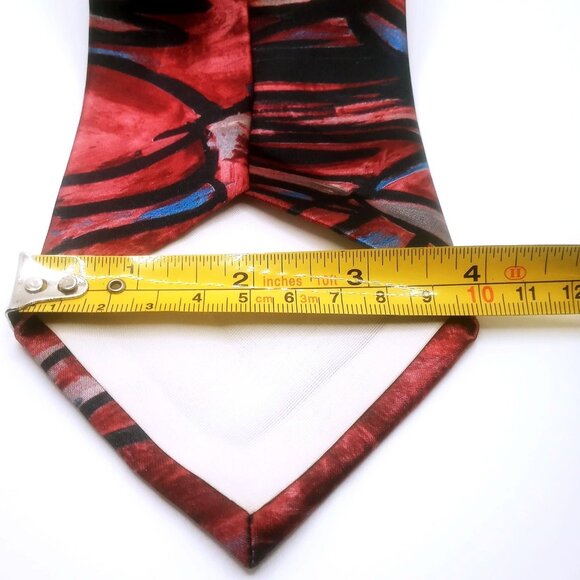 Vintage Ketch Classic Men's Tie Abstract Print Red Black Blue Polyester 57"Long - Picture 12 of 12